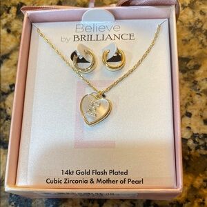 Gold and Cream Heart Shaped Jewelry Set